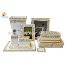 10 piezas de MOP de oro shell hotel de lujo cuarto de baño conjunto amarillo polyresin baño conjunto